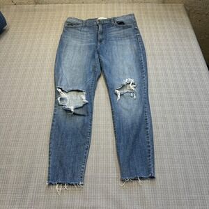 Pistola Jeans Size 32 Blue Distressed Ripped Cropped Raw‎ Hem Stretch Grunge